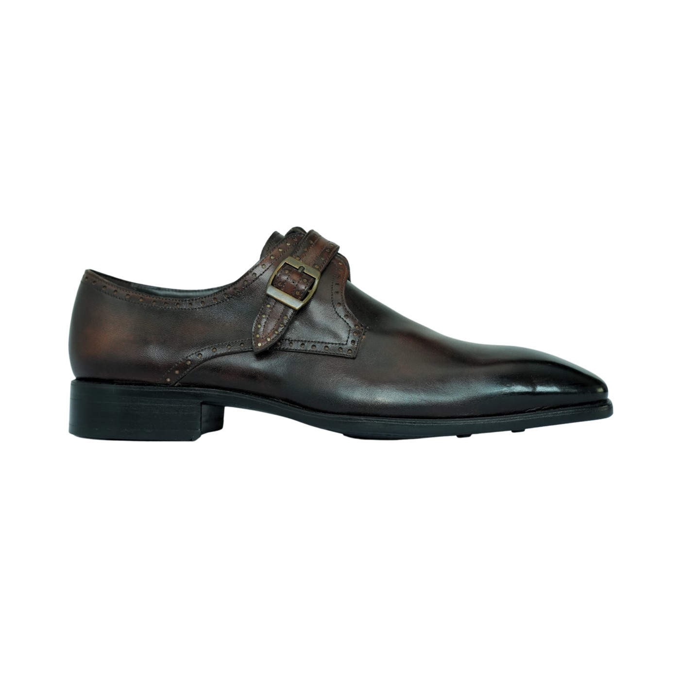 Magnanni Hand-Painted Brown Patina Single-Monk Strap Loafers Marco V Men main image 3