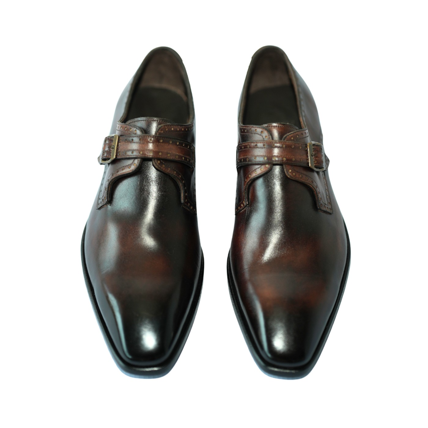 Magnanni Hand-Painted Brown Patina Single-Monk Strap Loafers Marco V Men main image 4