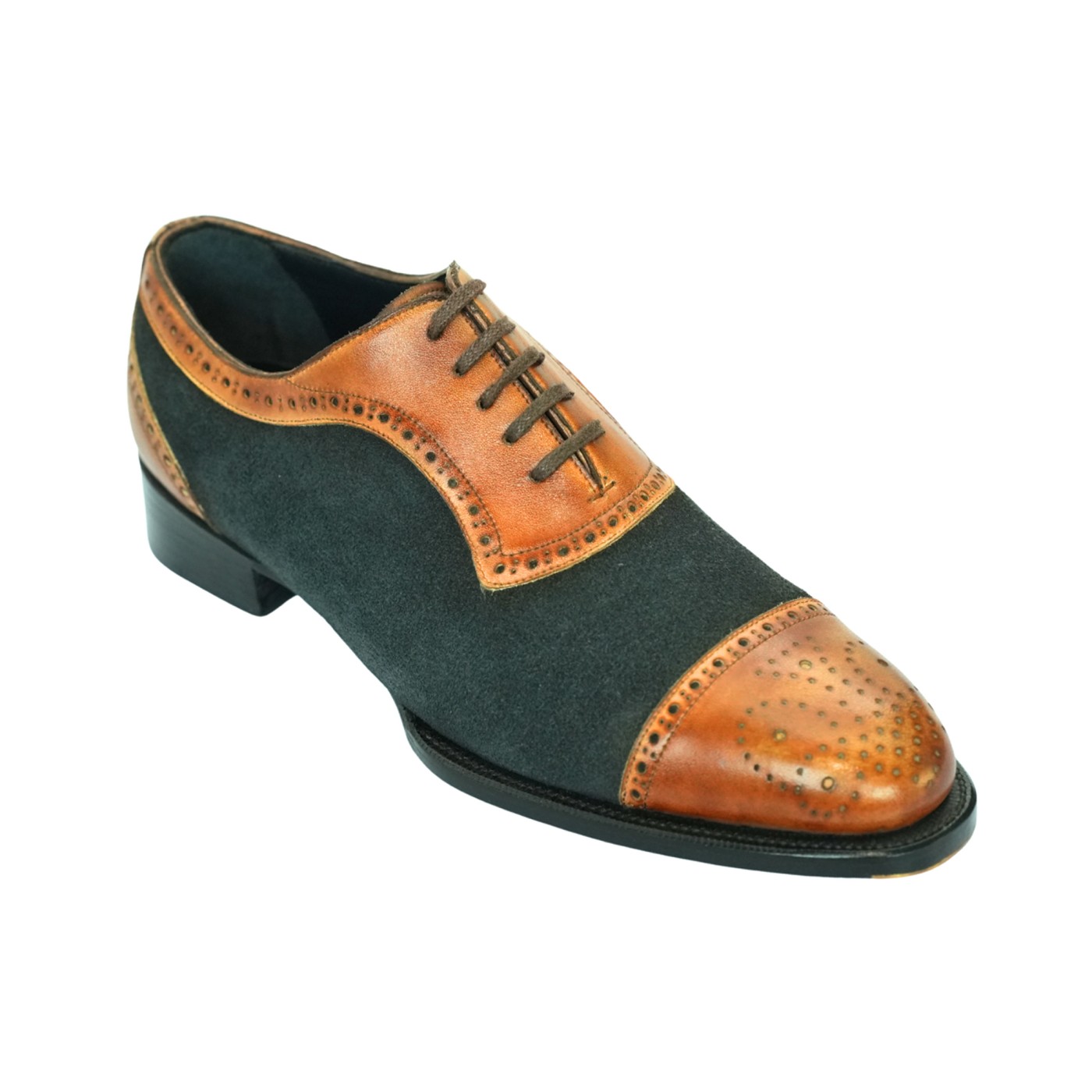 Panda navy suede cap toe oxford