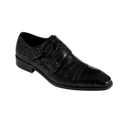 Croc Effect Double Monk Strap Shoe